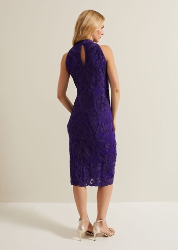 Phase Eight Andrea Tapework Dress Purple Australia | PB6451328